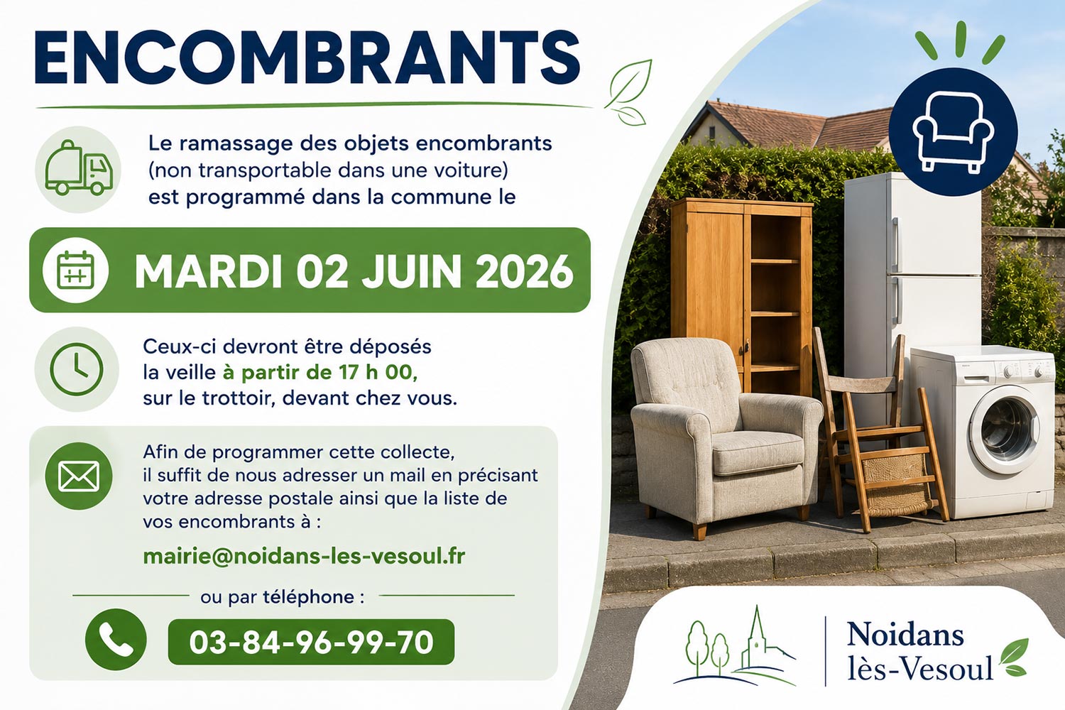 Collecte des encombrants le mardi 2 juin 2026